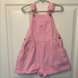 Vintage Oshkosh Pink Seersucker toddler Girls' Short Overalls